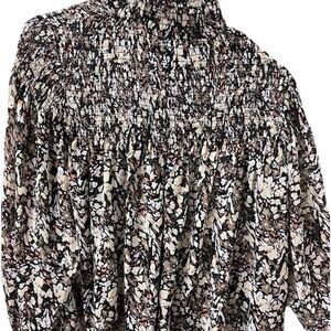 House of Harlow 1960 Boho Floral Smocked Long Sleeve Top Large